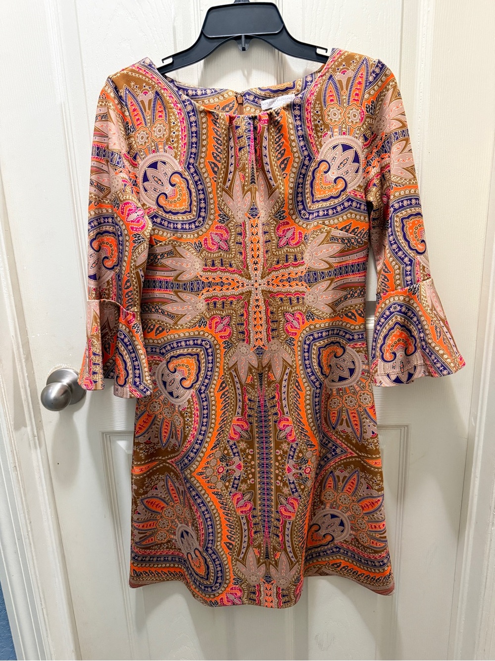 New York & Company Paisley Shift Dress in Orange, Pink & Purple